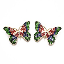 Honeyhandy Butterfly Enamel Pin with Rhinestone, 3D Animal Alloy Brooch  for Backpack Clothes, Nickel Free & Lead Free, Light Golden, Colorful, 36x49mm