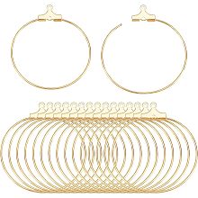 BENECREAT 40Pcs Brass Hoop Earring Findings, 18K Gold Plated Round Beading Hoop for DIY Jewellery Earring Making Supplies, 1.3x1.1inch