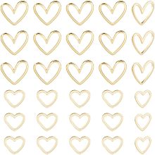 BENECREAT 40Pcs 2 Style Real 14K Gold Plated Heart Brass Linking Rings, Jewelry Bezel Links Connector for Bracelets Necklace DIY Making