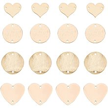 CHGCRAFT 24pcs Flat Round Links Blank Tag Link Connectors Brass Heart Links Connectors for DIY Jewelry Making