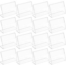 NBEADS 40 Pcs Mini Sign Display Holder L Shape, Sign Holer Clear Acrylic Price Tag Name Card Label Stand Sign Display Holder Name Place Cards for Weddings Supermarket Bakery Cafe Shop Retail Store