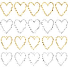 OLYCRAFT 24 Pcs Alloy Love Heart Hollow Pendants and Love Heart Alloy Linking Rings Color-Lasting Hollow Irregular Frames for Resin Jewelry Necklace Bracelet Earrings Making