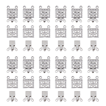 DICOSMETIC 100 Sets Rectangle with Flower Necklace Clasp 2-Strands Jewelry Clasps 4-Holes Filigree Box Clasp End Clasp Lock Extenders Slide Lock Clasp Necklace Connector for DIY Jewelry Making