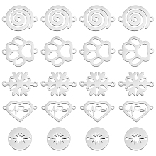 UNICRAFTALE 50Pcs 5 Style Stainless Steel Charms Pendants Heart Charms 304 Stainless Steel Snowflake Link Charms Heart Beat Pendants 1-1.5mm Double Hole Charms Jewelry Charms for jewellery DIY