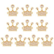 NBEADS 10 Pcs Real 18K Gold Plated Crown Link Charms, Pave Crown Charms CZ Charms Brass Charms Cubic Zirconia Crown Connector Charms Crown Charms forJewelry Making Necklace Bracelet Earring