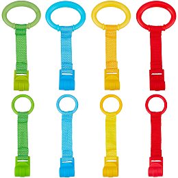 SUPERFINDINGS 8Pcs 8 Style Plastic Play Bed Pull Ring Bed Stand Up Rings Safety Stand Up Rings for Toddler Crib Hooks