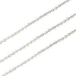 PH PandaHall 10m 1.5mm Stainless Steel Flat Cable Chain Link Necklace Chain for Bracelets Jewelry Accessories DIY Making 2x1.5mm