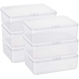 BENECREAT 6 Pack 5.6x4.2x1.8 Clear Plastic Box Containers with Lids for Beads, Coins, Safety Pins and Other Craft Jewelry Watch Findings