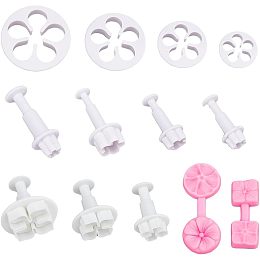 SUPERFINDINGS 13Pcs Flower Clay Cutters Set Silicone Clay Modeling Tool Plastic Polymer Petal Clay Cutters Fondant Cake Cookie Plunger Cutter Petal Press Mold Five-Petaled Clay Earrings Cutters