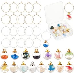 SUNNYCLUE 1 Box 15Pcs Wine Glass Charms Drinks Identification Tags Rhinestone Drink Tag Custom Identifier Glass Ball Charm Dried Flower for Wedding Holiday Birthday DIY Party Making Kit Rings Supply