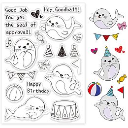 GLOBLELAND Seals Silicone Clear Stamps Animals Transparent Stamps for Birthday Valentine's Day Cards Making DIY Scrapbooking Photo Album Decoration Paper Craft