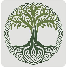 FINGERINSPIRE Tree of Life Stencil Template 11.8x11.8 inch, Reusable Plastic Drawing Painting Stencils, Large Square Tree Sign Drawing Stencils for Painting on Wood, Wall, Furniture, Fabric and Tile