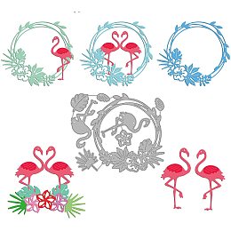 GLOBLELAND Flamingo Wreath Metal Cutting Dies Die Cuts for DIY Scrapbooking Easter Birthday Mother's Day Valentine's Day Cards Making Album Envelope Decoration,Matte Platinum