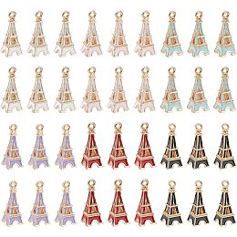 NBEADS 36 Pcs 6 Colors Eiffel Tower Enamel Pendants, Alloy Enamel Pendants Eiffel Tower Hanging Chrams Keychain Pendants for Bracelets Necklace DIY Jewelry Making