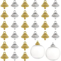 Arricraft 200 Pcs 2 Colors Christmas Ornament Caps, Replacement Ornament Hangers Cup Caps Gold Silver Ornament Round Caps Plastic Caps for Christmas Tree Glass Porcelain Ceramics