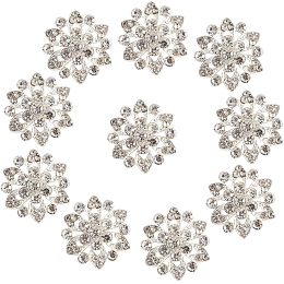 GORGECRAFT 10Pcs Rhinestone Shank Buttons Alloy Crystal Flower Shape Decorative Buttons Applique Embellishments in Clothes DIY Jewelry Decoration for Crafts Wedding Party Bouquet