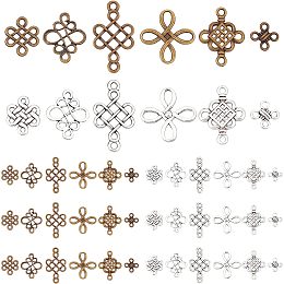 PandaHall Elite 96pcs Celticing Knot Charms, 12 Styles Chinese Knot Pendants Tibatan Style Alloy Connector Charms for Crafting, Jewelry Findings Making Accessory for DIY Necklace Bracelet