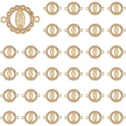 DICOSMETIC 50Pcs Golden Rhinestone Connector Charms Mary Pattern Links Charms Flat Round Links Connectors Religious Theme Connector Charms Alloy Link Connectors for DIY Jewelry Making