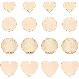 CHGCRAFT 24pcs Flat Round Links Blank Tag Link Connectors Brass Heart Links Connectors for DIY Jewelry Making