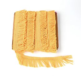 PandaHall Elite Polyester Silk Tassel Ribbon, with Card, Flat, Gold, 37260 inch(58mm), 10.5m/card