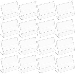 NBEADS 40 Pcs Mini Sign Display Holder L Shape, Sign Holer Clear Acrylic Price Tag Name Card Label Stand Sign Display Holder Name Place Cards for Weddings Supermarket Bakery Cafe Shop Retail Store