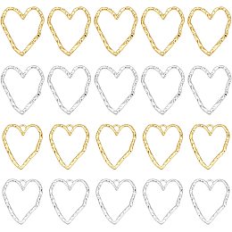 OLYCRAFT 24 Pcs Alloy Love Heart Hollow Pendants and Love Heart Alloy Linking Rings Color-Lasting Hollow Irregular Frames for Resin Jewelry Necklace Bracelet Earrings Making