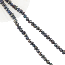 Nbeads 2 Strands Natural Cultured Freshwater Pearl Beads Strands, Dyed, Potato, Black, 6~8x7~8.5mm, Hole: 0.5mm, about 22pcs/strand, 7.20 inch(18.3cm)