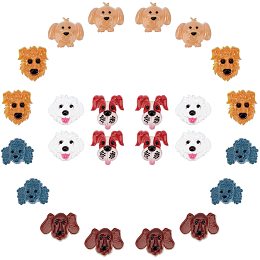 SUNNYCLUE 1 Box 36Pcs 6 Styles Dog Cabochon Animal Resin Cabochons Flatback 3D Puppy Head Slime Charms Colorful Mini Golden Retriever Beagle for DIY Scrapbooking Jewelry Making Supplies