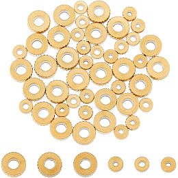 SUPERFINDINGS 48Pcs 5mm/8mm Golden Column Spacer Beads 304 Stainless Steel Beads Flat Textured Disc Beads for Necklace Bracelets Earrings Making Hole 1.5-3.5mm