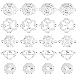 UNICRAFTALE 50Pcs 5 Style Stainless Steel Charms Pendants Heart Charms 304 Stainless Steel Snowflake Link Charms Heart Beat Pendants 1-1.5mm Double Hole Charms Jewelry Charms for jewellery DIY