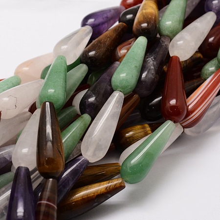 ARRICRAFT Natural Gemstone Beads Strands, Teardrop, 30x10mm, Hole: 1.5mm, about 13pcs/strand, 15.7 inches