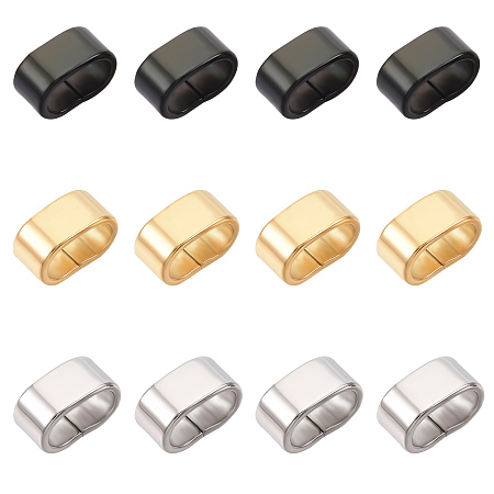 Unicraftale 304 Stainless Steel Slide Charms, Rectangle, Mixed Color, 5x10x6mm, Hole: 8x4mm; 3colors, 20pcs/color, 60pcs/box