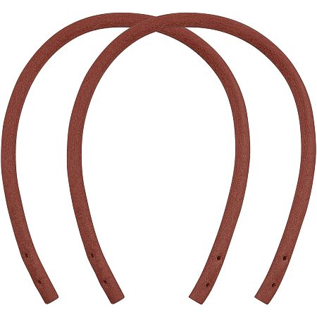 Arricraft 14.9Inch 2pcs Thin Round Bag Strap Cowhide Leather Bag Handles Sewing Bag Strap Purse Wallet Repair Replacement Handbag DIY Accessories for Purse Making Supplie 8mm (Brown)