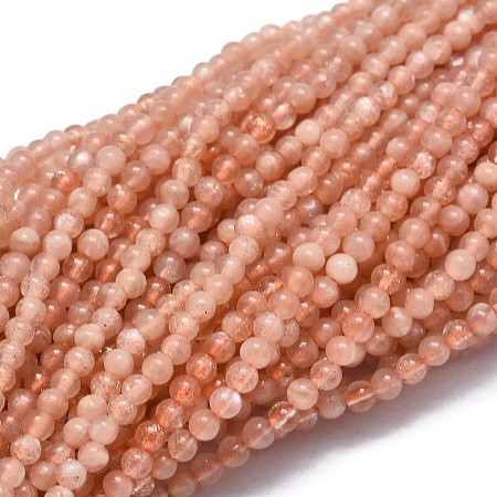 Arricraft Natural Sunstone Beads Strands, Round, 2mm, Hole: 0.5mm, about 195pcs/strand, 15.35 inches(39cm)