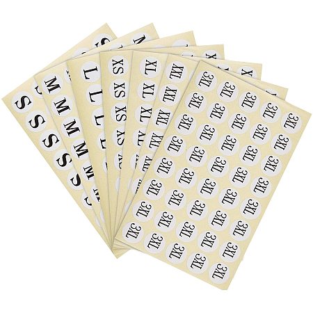 NBEADS 3360 Pcs Sheets Size Label Stickers, Clothing Size Sticker Clothing Size Adhesive Labels for Clothing T Shirts, 7 Sizes (XS, S, M, L, XL, XXL, XXXL)