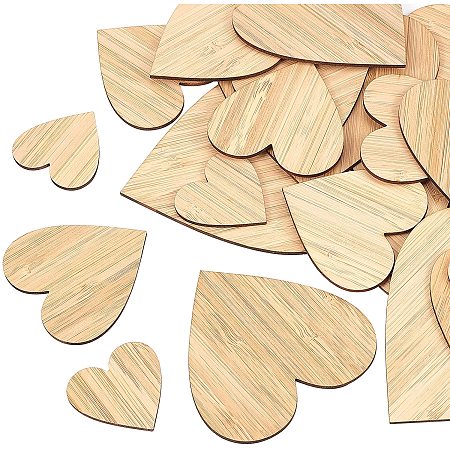 OLYCRAFT 30PCS Wooden Slices Unfinished Wood Chips Wooden Blank Love Heart Crafts Decor for Painting Arts DIY Crafts Ornaments Decoration Wooden Bamboo Coasters