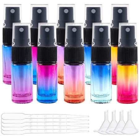 BENECREAT 10 Packs 5ml Rainbow Color Glass Spray Bottle Refillable Fine Mist Spray Bottle for Perfume Essential Oil Liquid