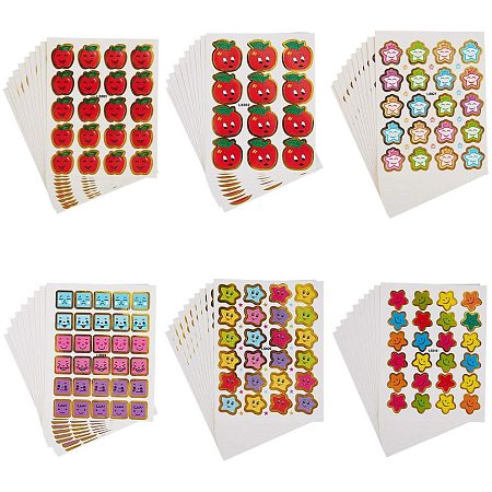 NBEADS 100 Sheets Paper Stickers, Reward Stickers Happy Face and Smiley Star Stickers, Colorful Stickers Incentive Stickers Craft Scrap Decoration for Teachers and Parents