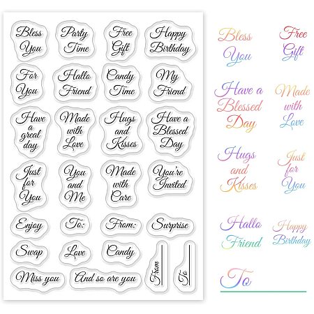 GLOBLELAND Gift Tag Words Silicone Clear Stamps with Happy Birthday Just for You Style for Card Making DIY Scrapbooking Photo Album Decorative Paper Craft,6.3x4.3Inch
