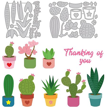 GLOBLELAND 2Sheets Potted Plants Die-Cuts Set Succulent Pot Cactus Cutting Dies for DIY Scrapbooking Festival Greeting Cards Diary Journal Making Paper Cutting Album Envelope Decoration