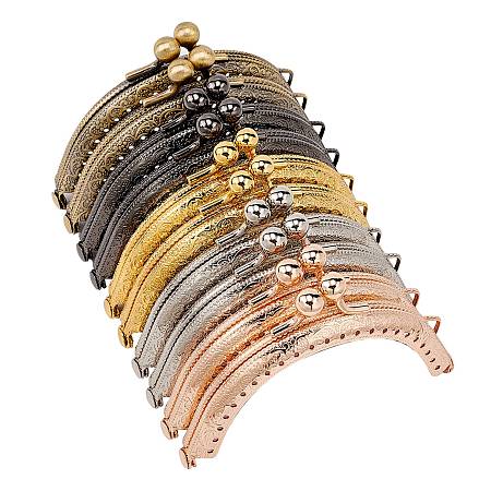 Iron Purse Frame Kiss Clasp Lock, for DIY Coin Bag Handle Sewing Craft, Mixed Color, 61x87x11mm; 5 colors, 2pcs/color, 10pcs/set