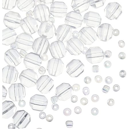 OLYCRAFT 40pcs 7mm White Crystal Beads Synthetic Quartz Beads Polygonal Faceted Stone Beads Natural Stone Beads Stone Gemstone Energy Healing Beads for Bracelet Necklace Jewelry Making DIY Craft
