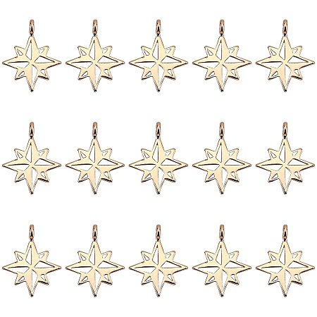 SUPERFINDINGS 18Pcs 0.43x0.55inch Light Gold Brass Star Charms Star Connector Charms Star Charm Pendant with 1mm Hole for Jewelry Making DIY Craft