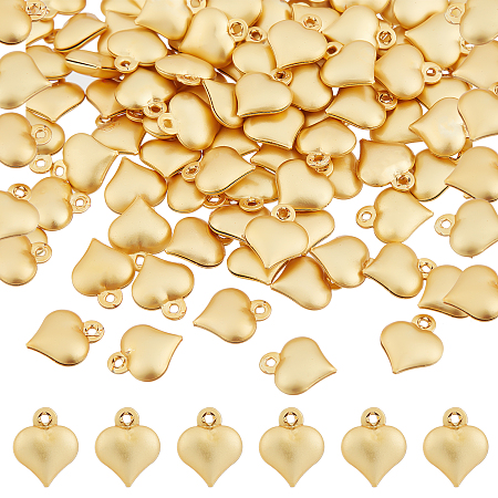 SUPERFINDINGS 100Pcs Small Cute Puffed Heart Charm Brass Love Heart Pendants 10x8mm 3D Heart Shape Long-Lasting Plated Charm for Valentine’s Day Necklace Bracelet Earring Gifts DIY,Hole:0.9mm