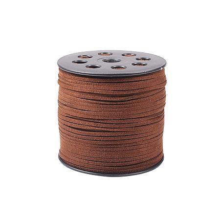 ARRICRAFT 90m/295feet/98yard/roll 2.7x1.4mm Faux Suede Cord Roll String Leather Lace Beading Thread Suede Lace Lather Cording for Jewelry Makings CoconutBrown