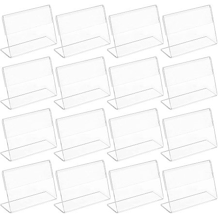 NBEADS 40 Pcs Mini Sign Display Holder L Shape, Sign Holer Clear Acrylic Price Tag Name Card Label Stand Sign Display Holder Name Place Cards for Weddings Supermarket Bakery Cafe Shop Retail Store