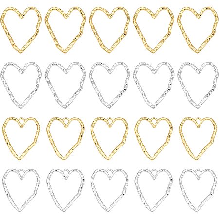 OLYCRAFT 24 Pcs Alloy Love Heart Hollow Pendants and Love Heart Alloy Linking Rings Color-Lasting Hollow Irregular Frames for Resin Jewelry Necklace Bracelet Earrings Making