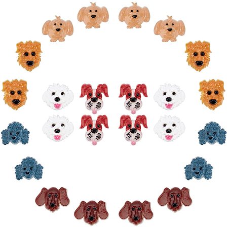 SUNNYCLUE 1 Box 36Pcs 6 Styles Dog Cabochon Animal Resin Cabochons Flatback 3D Puppy Head Slime Charms Colorful Mini Golden Retriever Beagle for DIY Scrapbooking Jewelry Making Supplies