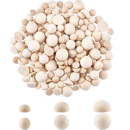 SUPERFINDINGS 200pcs Split Wood Balls Small Natural Unfinished Half Round Wooden Beads Decorative Wood Crafting Balls Unfinished Wood Sphere Cabochon for Crafts Making