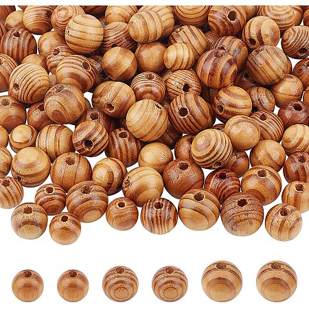 OLYCRAFT 180Pcs Natural Wooden Beads Round Wood Beads Dyed Wooden Beads Round Wooden Loose Beads for Decor Jewelry Making and DIY Crafting - 3 Styles(14mm 16mm 18mm)